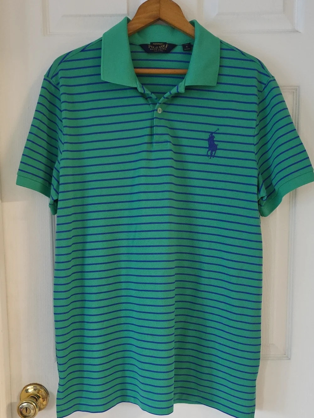 Polo Golf Ralph Lauren Green & Blue Striped Shirt Size XL